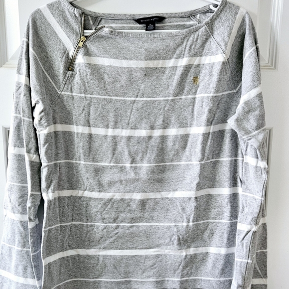 Tommy Hilfiger stripped grey top size xl - Picture 1 of 4